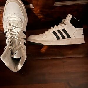 Adidas Men's White and Black Mid-Top Sneakers